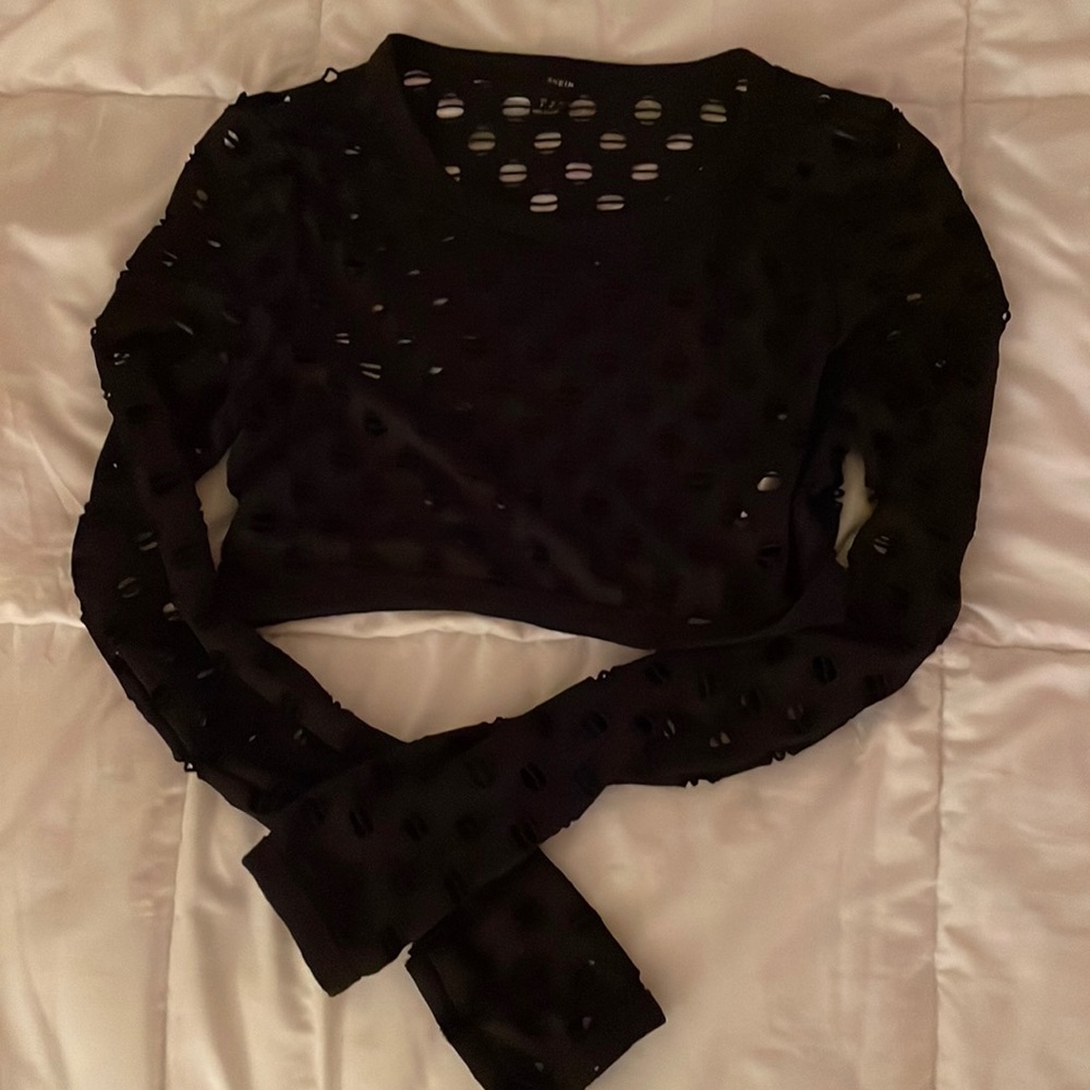 Black Medium Cropped Shein Cover Up